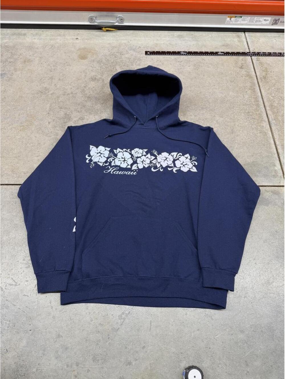 vintage hawaii floral surfing navy flower hoodie size large